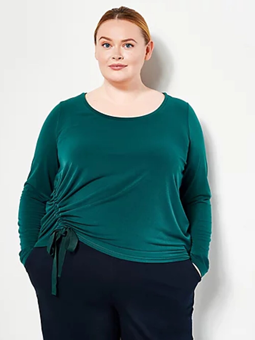 J Jason Wu Women's Long Sleeve Drape Front Shirt Evergreen Size Medium NEW